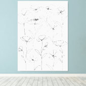 Poppy Wildflower Zwart-wit Minimal Floral Canvas Afdruk (Insitu (Houten vloer))