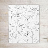 Poppy Wildflower Zwart-wit Minimal Floral Fleece Deken