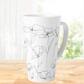 Poppy Wildflower Zwart-wit Minimal Floral Latte Mok