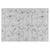 Poppy Wildflower Zwart-wit Minimal Floral Snijplank (Voorkant)