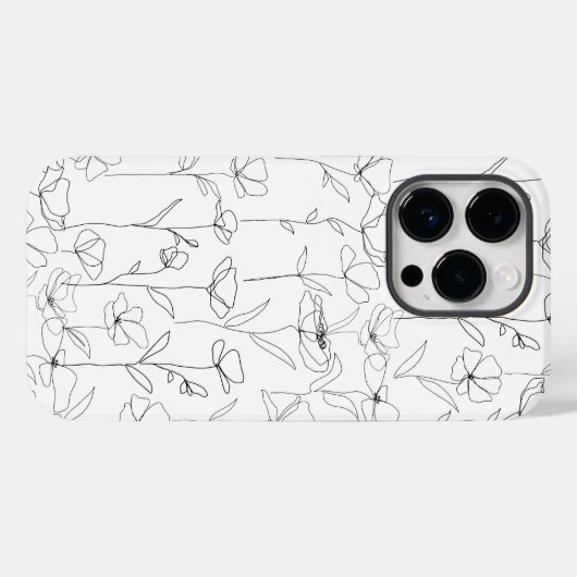 Poppy Wildflower Zwart-wit Minimalistisch Bloemen Case-Mate iPhone Case (Achterkant (horizontaal))