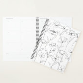 Poppy Wildflower Zwart-wit Minimalistisch Bloemen Planner (Display)