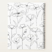 Poppy Wildflower Zwart-wit Minimalistisch Bloemen Planner (Achterkant)