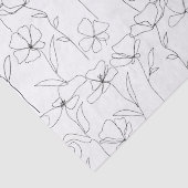 Poppy Wildflower Zwart-wit Minimalistisch Bloemen Tissuepapier (Detail)