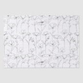 Poppy Wildflower Zwart-wit Minimalistisch Bloemen Tissuepapier (Voorkant)