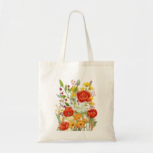 Poppy & Wildflowers Tote Bag – Floral Spring Desig (Voorkant)