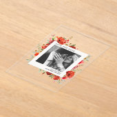 Poppy Wildflowers Verloving foto Sla de datum op Acryl Uitnodigingen (Laagn)