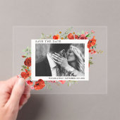 Poppy Wildflowers Verloving foto Sla de datum op Acryl Uitnodigingen (Insitu (Draagbaar))
