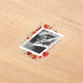 Poppy Wildflowers Verloving foto Sla de datum op Acryl Uitnodigingen (Laagn)