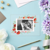 Poppy Wildflowers Verloving foto Sla de datum op Acryl Uitnodigingen (Insitu (Huwelijk))