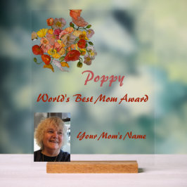 Poppy World's Best Mom Award Acryl Bord