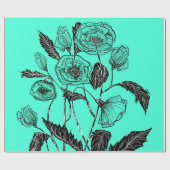Poppy Wrapping Paper Turquoise - Kies uw kleur Cadeaupapier (Vlak)