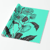 Poppy Wrapping Paper Turquoise - Kies uw kleur Cadeaupapier (Uitgerold)