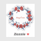 Poppy Wreath Floral Sticker (Vel)