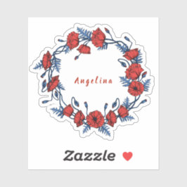 Poppy Wreath Floral Sticker