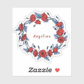 Poppy Wreath Floral Sticker