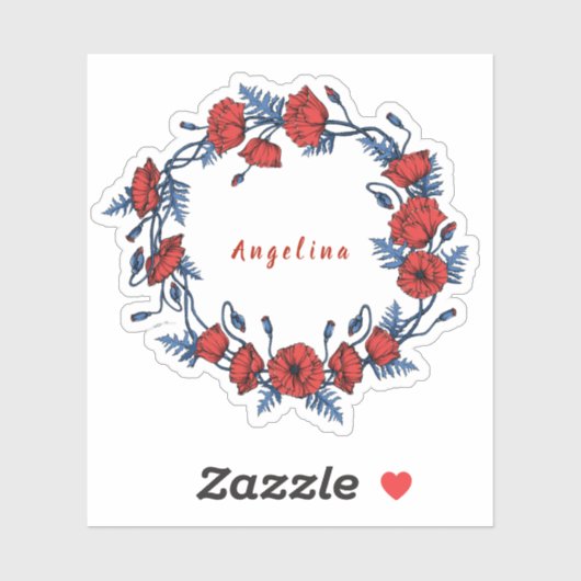 Poppy Wreath Floral Sticker (Vel)