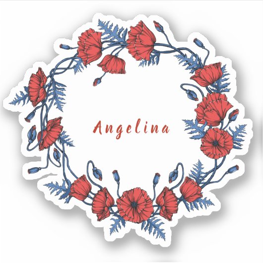 Poppy Wreath Floral Sticker (Voorkant)