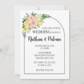 Poppy Yellow Lemon & Pink bruiloft uitnodiging (Voorkant)