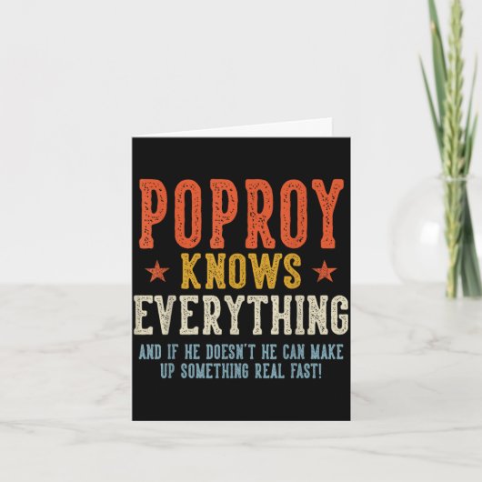 Poproy weet alles vaderdag retro vintage kaart (Voorkant)