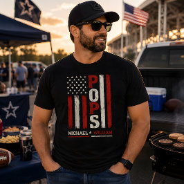 Pops Amerikaanse Vlag Cadeau Vaderlandsdag Vaderda T-shirt