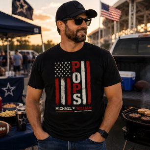 Pops Amerikaanse Vlag Cadeau Vaderlandsdag Vaderda T-shirt