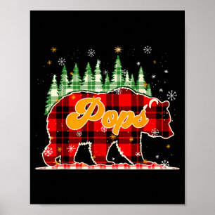 Pops Bear Kerstmis Rood Zwart Geruit Familie Match Poster