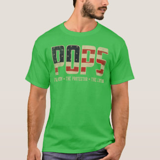 Pops Beschermer Held Legende USA Vlag Pops Vader D T-shirt