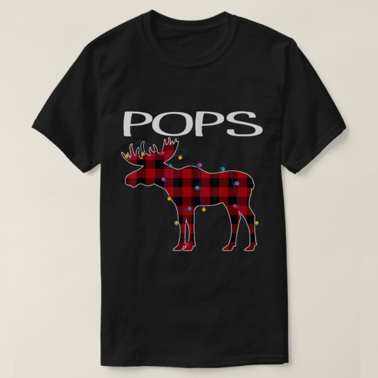 Pops Christmas Plaid Moose Design T-shirt (Design voorkant)