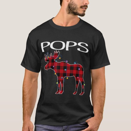 Pops Christmas Plaid Moose Design T-shirt (Voorkant)