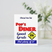 Pops Diner Retro Aangepaste Receptkaart Ansichtkaa Briefkaart (Staand voorkant)