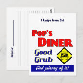 Pops Diner Retro Aangepaste Receptkaart Ansichtkaa Briefkaart (Voorkant / Achterkant)