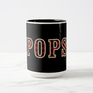 POPS Rustic Rood Zwarte Buffalo Geruite Vierkanten Tweekleurige Koffiemok
