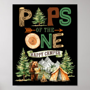 Pops van de ene gelukkige kampeerder 1e verjaardag poster
