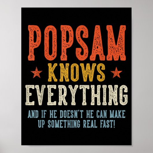 Popsam weet alles vaderdag retro vintage poster (Voorkant)