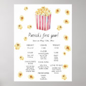 Popscorn eerste verjaardag mijlpaal verjaardag poster (Voorkant)