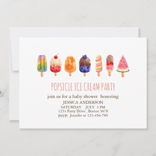 Popsice Cream baby shower Invitation Kaart (Voorkant)