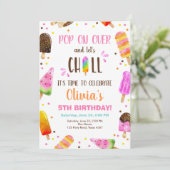 Popsice Cream Birthday Summer Pool Party Kaart (Staand voorkant)