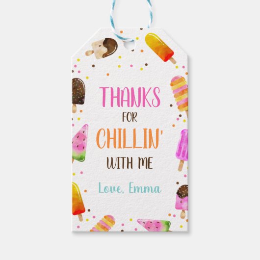 Popsice Cream Confetti Dank u Labels geven Cadeaulabel (Voorkant)