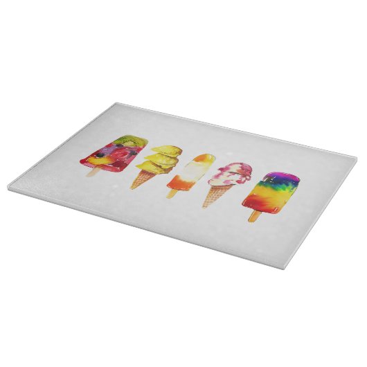 Popsice Cream Summer Glass Cutting Board Snijplank (Hoek)