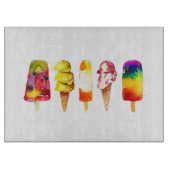 Popsice Cream Summer Glass Cutting Board Snijplank (Voorkant)