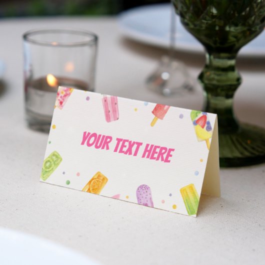 Popsice Cream Tent Place Card Summer Party Plaatskaartje