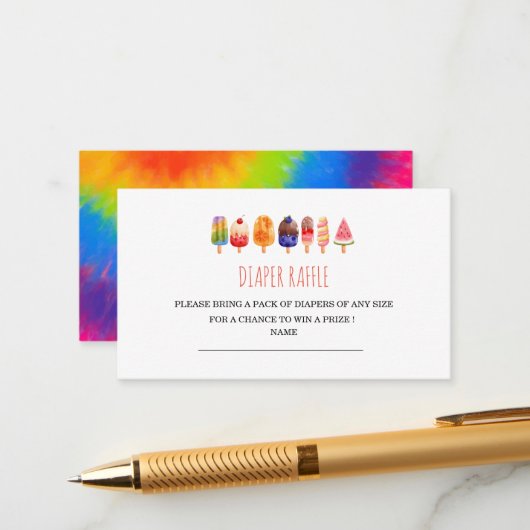 Popsice Crème baby shower diaper raffinage Informatiekaartje (Voorkant / Achterkant in situ)