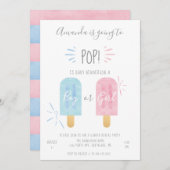 Popsiche Gender onthullen Uitnodiging, Jongen of M Kaart (Voorkant / Achterkant)