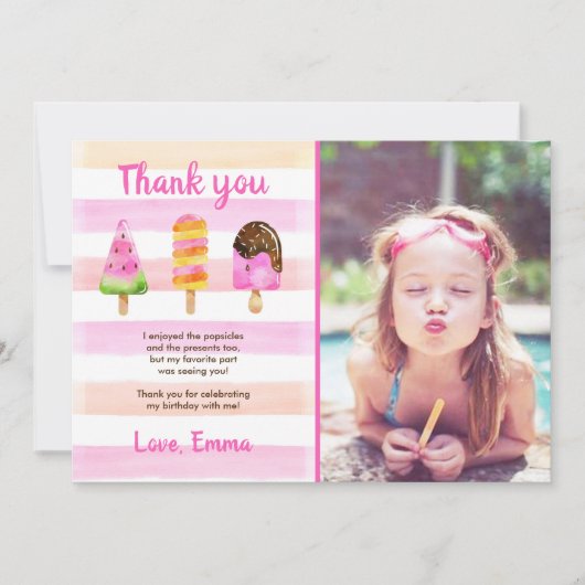 Popsiche Ice Cream Summer Birthday Hartelijk dank Kaart (Voorkant)