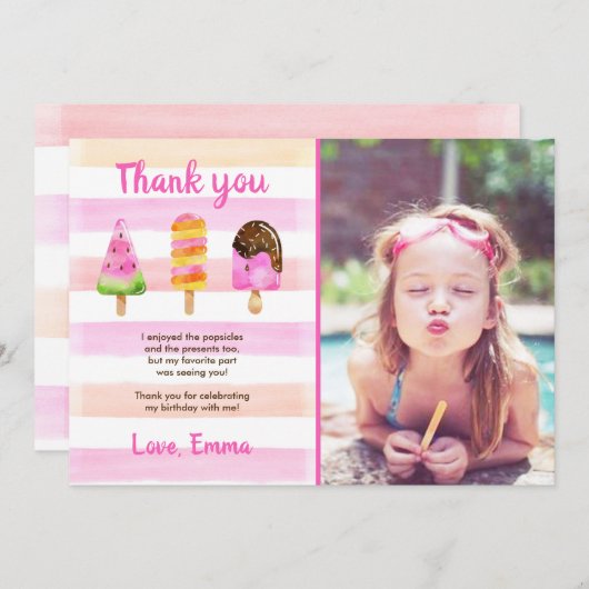 Popsiche Ice Cream Summer Birthday Hartelijk dank Kaart (Voorkant / Achterkant)