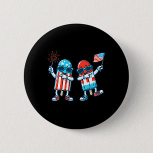 Popsicle Amerikaanse Vlag 4 juli Patriottische Zom Ronde Button 5,7 Cm