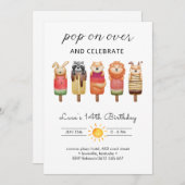 Popsicle Animals Verjaardag Kaart (Voorkant / Achterkant)