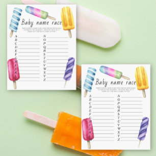 Popsicle baby shower - Baby naam race spel