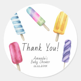 Popsicle Baby shower Bedankt Ronde Sticker